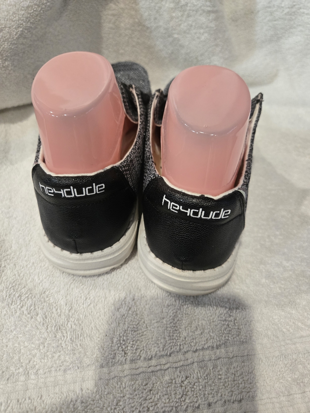 Hey Dude Women's Black and White Knit Slip-On Loafers - Picture 4 of 7